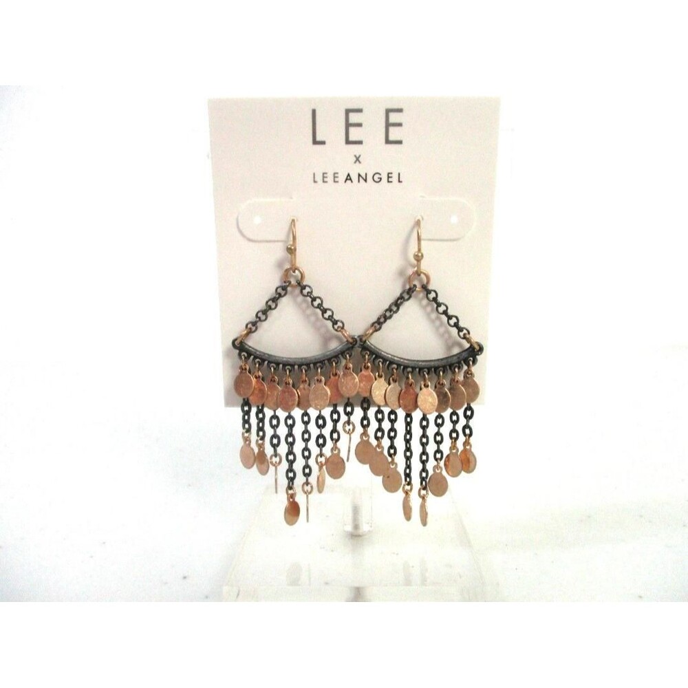 Lee By Lee Angel Metallic Disc Chain Drop Chandelier Earrings NWT $98